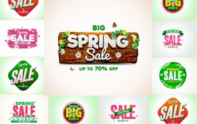 春季促销Banner徽章psd模板 Spring Sale Banners
