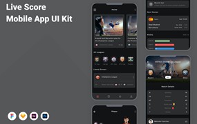 实时比分App应用程序UI工具包素材 Live Score Mobile App UI Kit