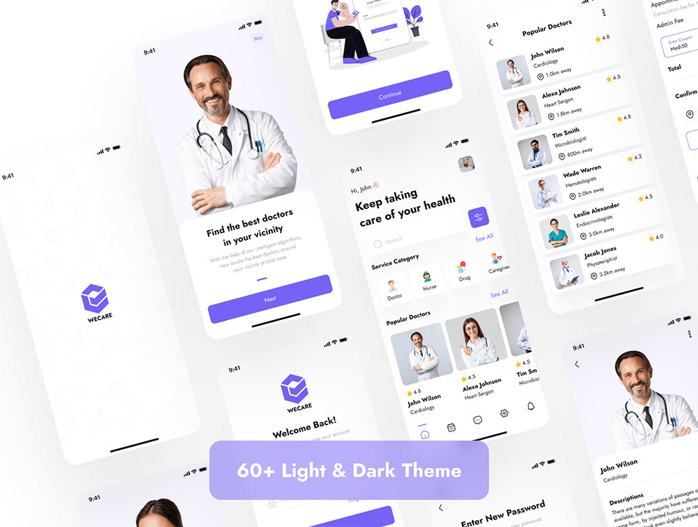 在线医生预约App应用程序UI套件 APP UI sucaiwan.com