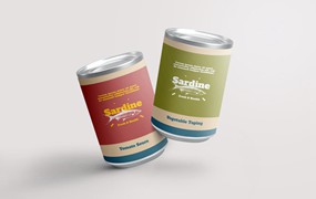 鱼类容器罐子包装设计样机 Fish Container Cans Mockup