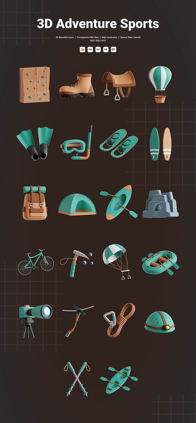 冒险运动3D图标集 图标素材 sucaiwan.com