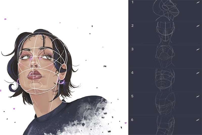 多视角人像辅助线Procreate笔刷 笔刷资源 sucaiwan.com