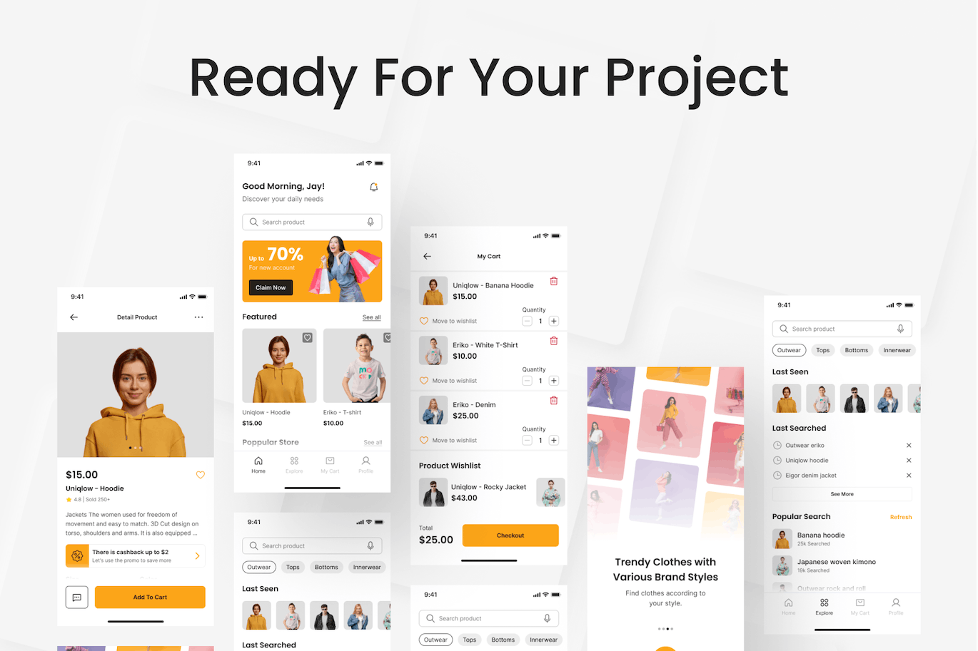 服装电子商务移动应用 UI 套件 Shopie – E-Commerce Mobile App UI Kit APP UI sucaiwan.com