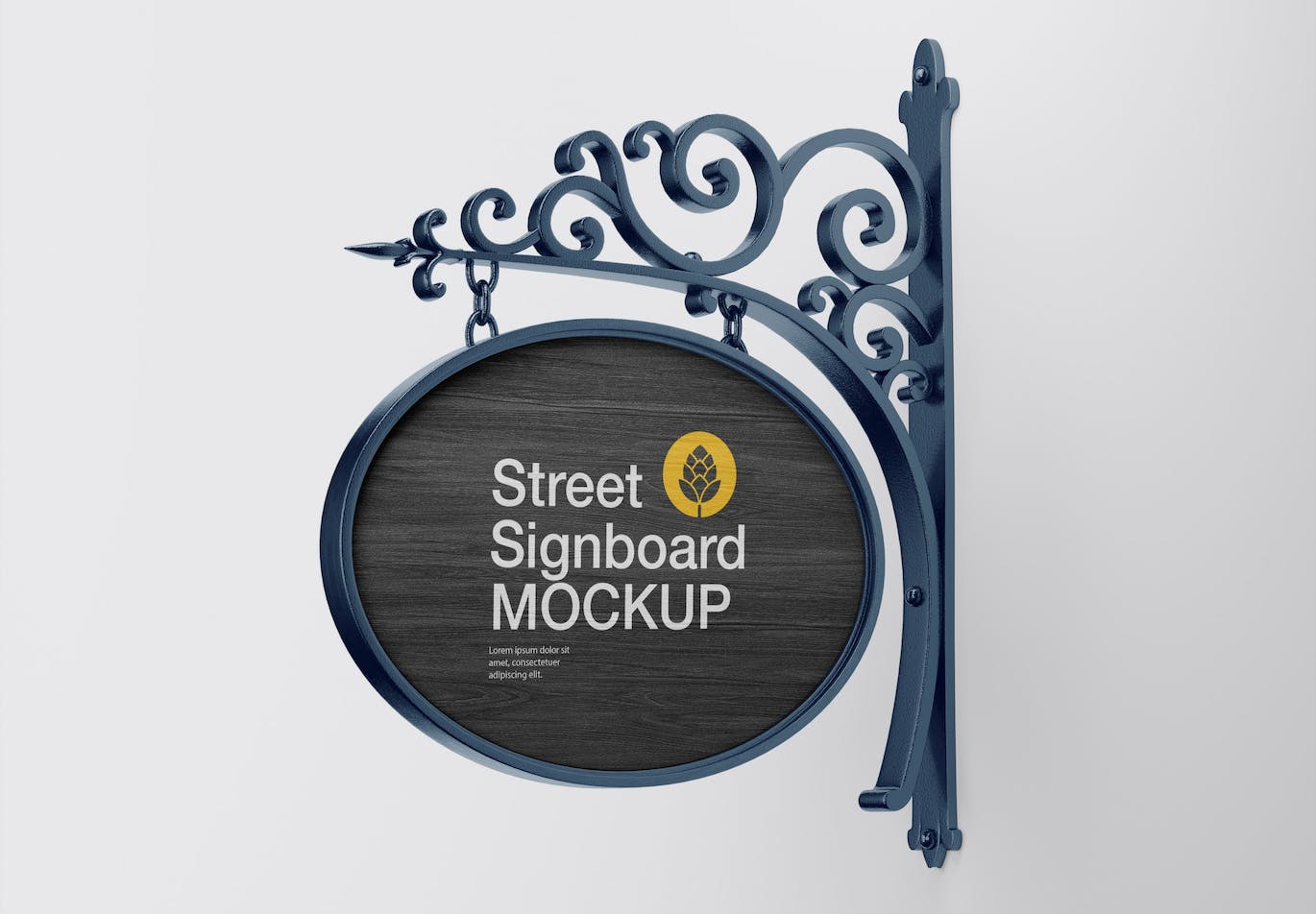 挂墙复古椭圆招牌设计样机 Vintage Signboard Wall Mockup 样机素材 sucaiwan.com