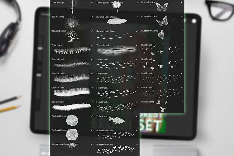 Procreate日式园林景观画笔套装 笔刷资源 sucaiwan.com