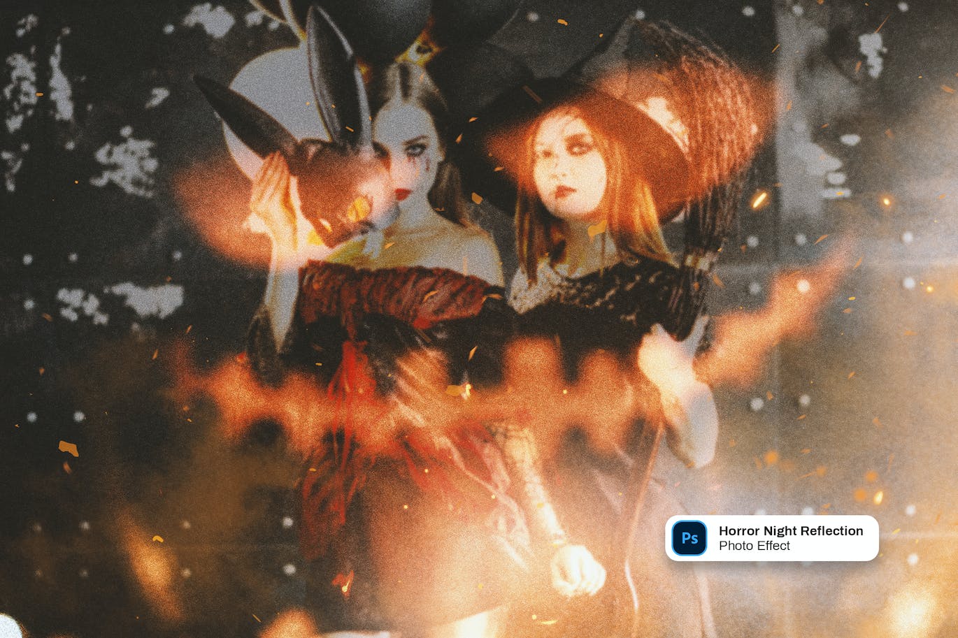 恐怖夜景倒影照片效果ps图层样式 Horror Night Reflection photo effect 插件预设 sucaiwan.com