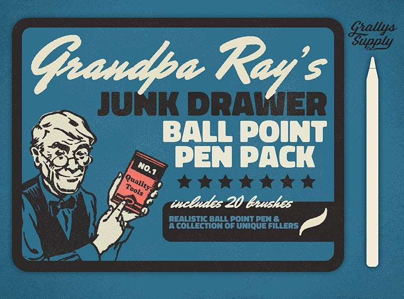 逼真的圆珠笔效果Procreate笔刷 笔刷资源 sucaiwan.com