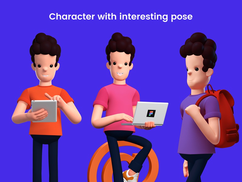10个有趣可爱独特姿势3D角色套件 3D character with 10 poses 图标素材 sucaiwan.com
