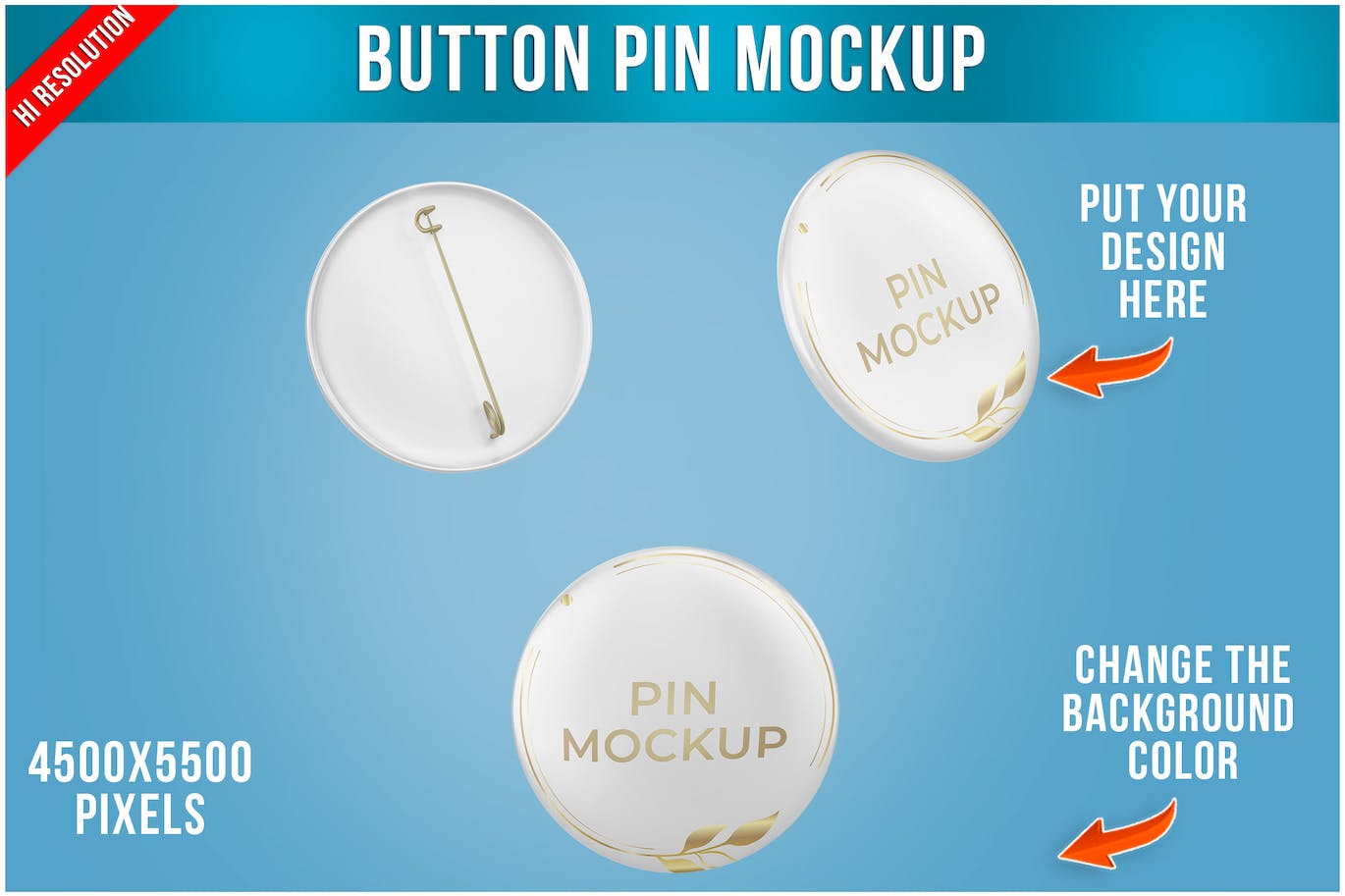 金属按钮别针Logo设计样机 Metallic Button Pin Mockup 样机素材 sucaiwan.com