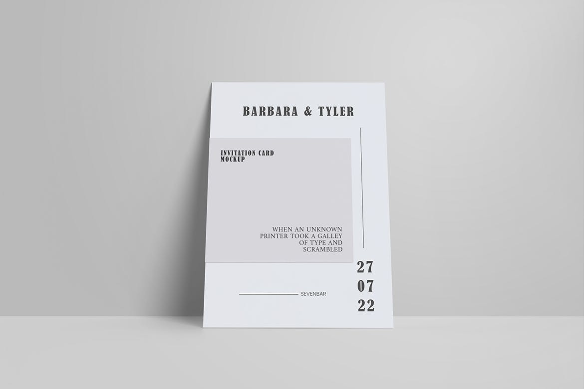 极简邀请函/卡设计样机 Minimalist Invitation Card Mockup 样机素材 sucaiwan.com
