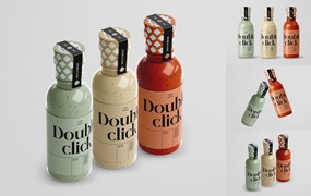 酱料玻璃瓶包装设计样机套装 Sauce Bottle Mockup Set