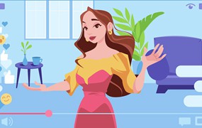 直播网红场景插画 Influencers Doing A Live Stream