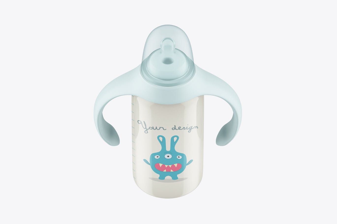 带手柄的婴儿奶瓶样机模板 Baby Bottle with Handles Mockup 样机素材 sucaiwan.com