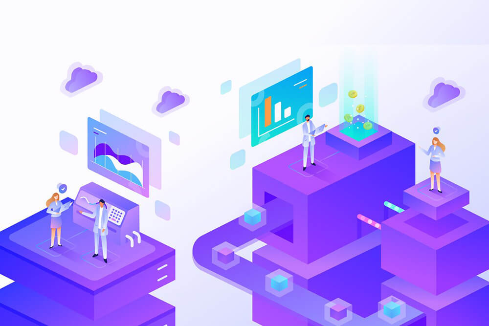 加密货币业务等距插画 APP UI sucaiwan.com