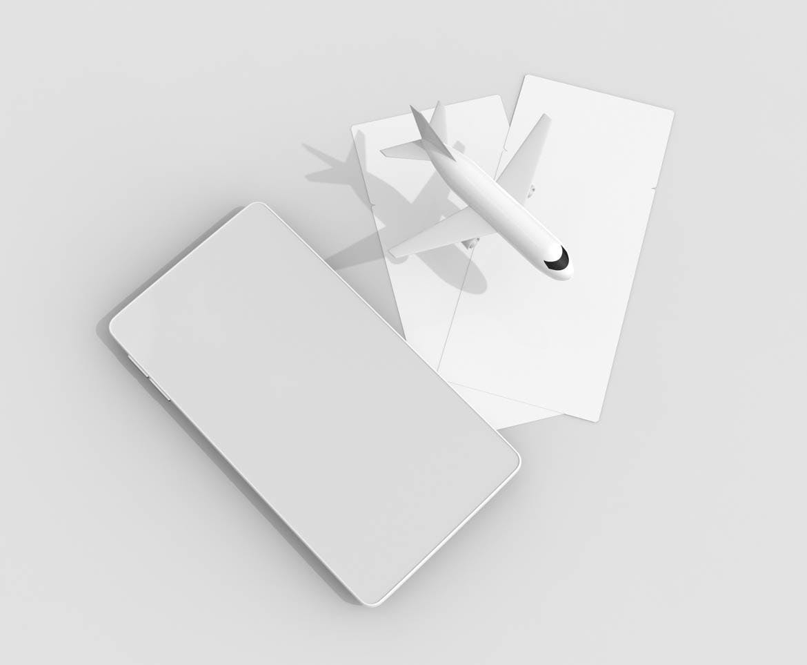 手机屏幕&登机牌设计展示样机 Travel App & Boarding Pass Mockup 样机素材 sucaiwan.com