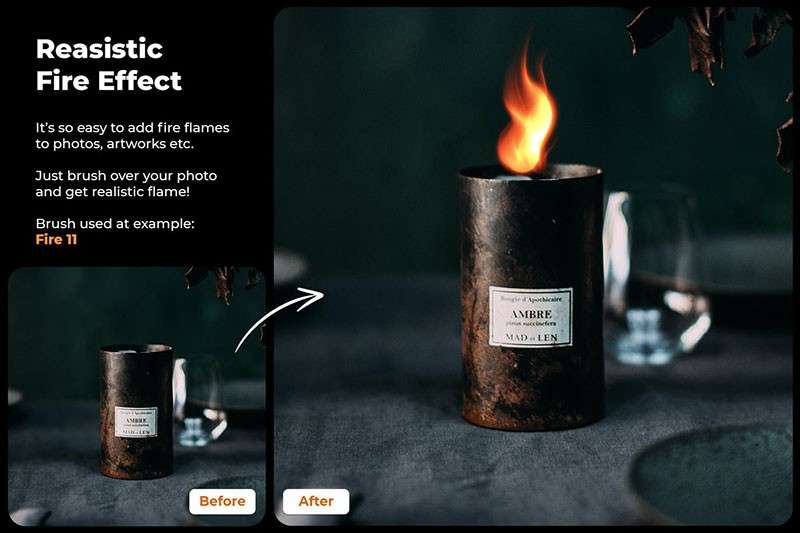 逼真的火焰效果Procreate笔刷 笔刷资源 sucaiwan.com