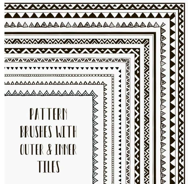 10个手绘的部落风格图案AI边框笔刷 笔刷资源 sucaiwan.com