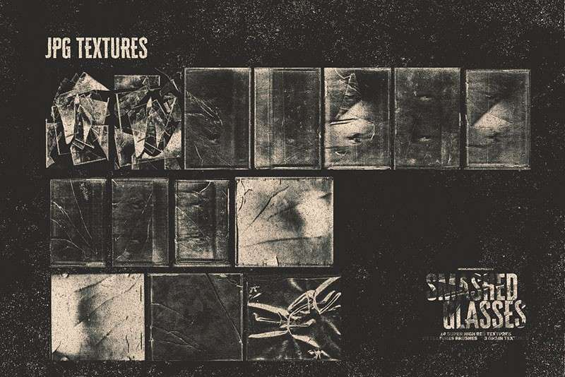 玻璃破碎效果PS和Procreate笔刷套装 笔刷资源 sucaiwan.com