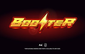 可编辑的游戏设计3D文字效果 Booster 3D – Editable Text Effect, Font Style