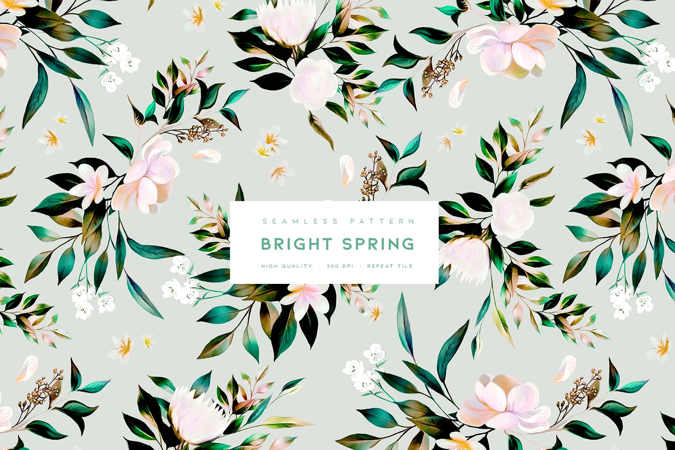 明媚的春天花朵无缝图案素材 Bright Spring 图片素材 sucaiwan.com
