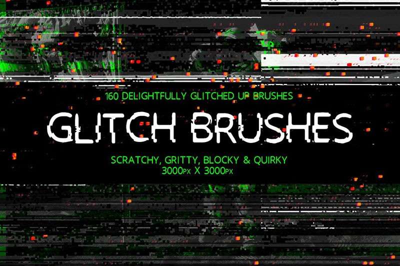 160个高清故障图案PS笔刷 笔刷资源 sucaiwan.com
