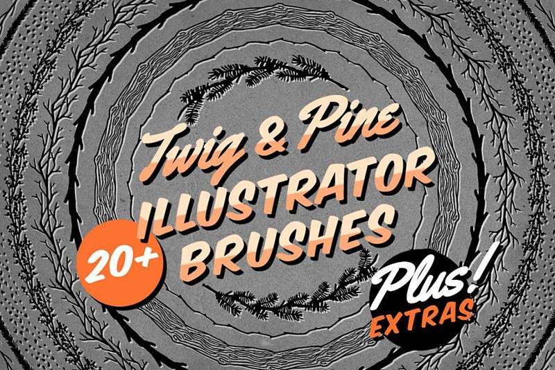 20个树枝花卉图形AI笔刷 笔刷资源 sucaiwan.com