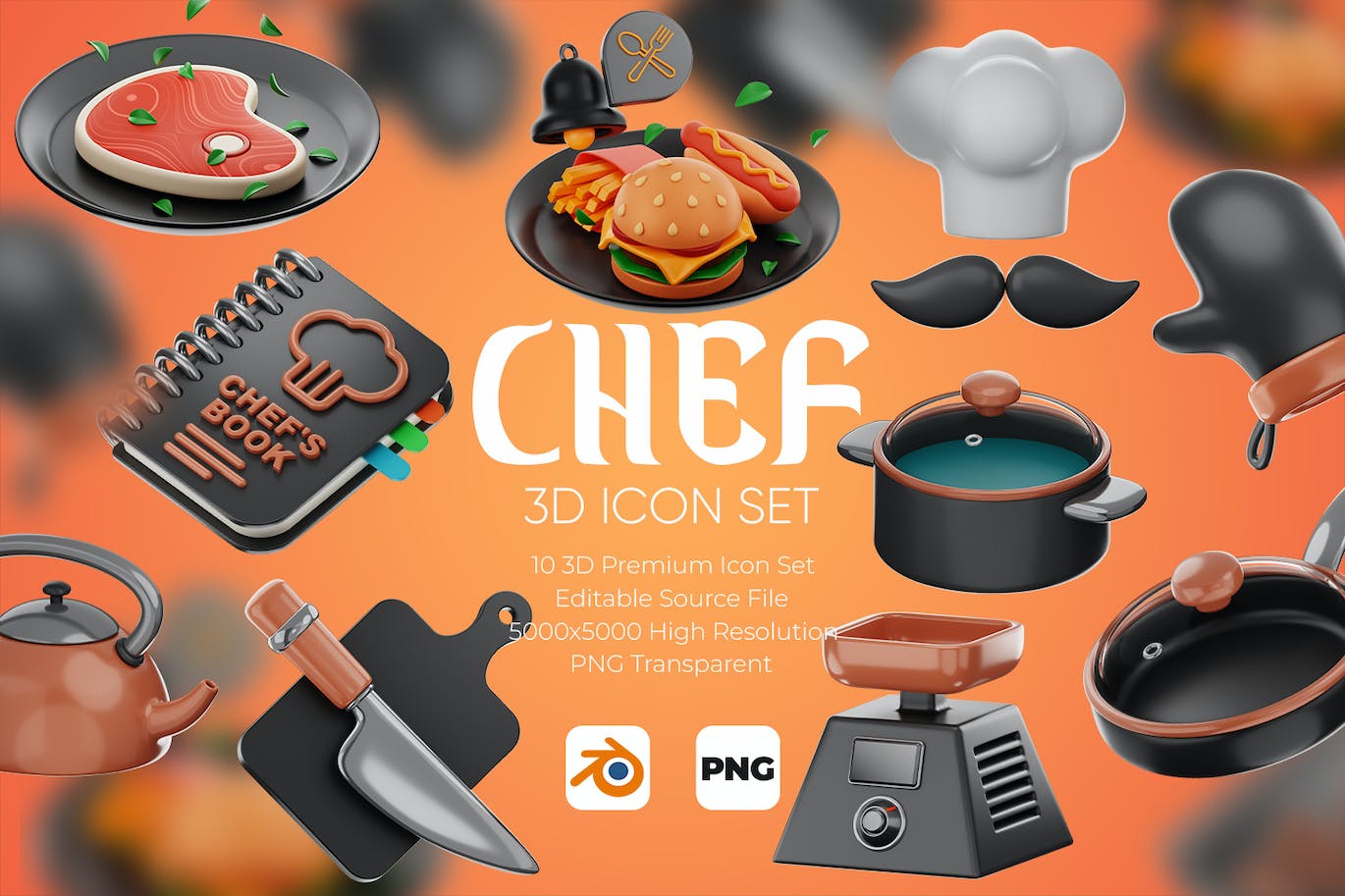 厨师3D图标集 Chef 3D Icon Set 图标素材 sucaiwan.com