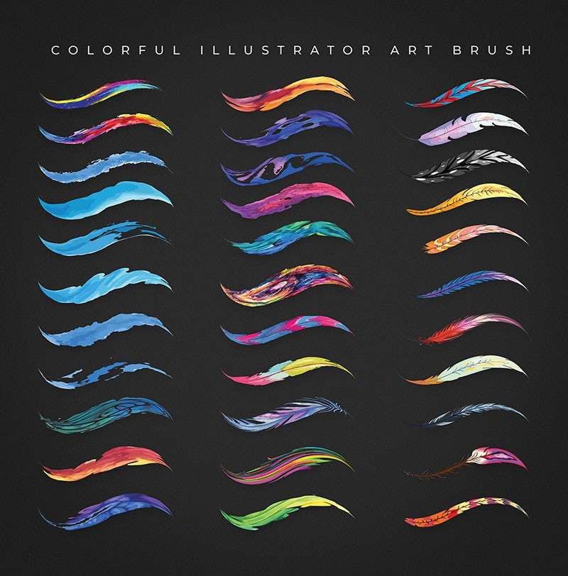 70+Illustrator多彩艺术画笔套装 笔刷资源 sucaiwan.com