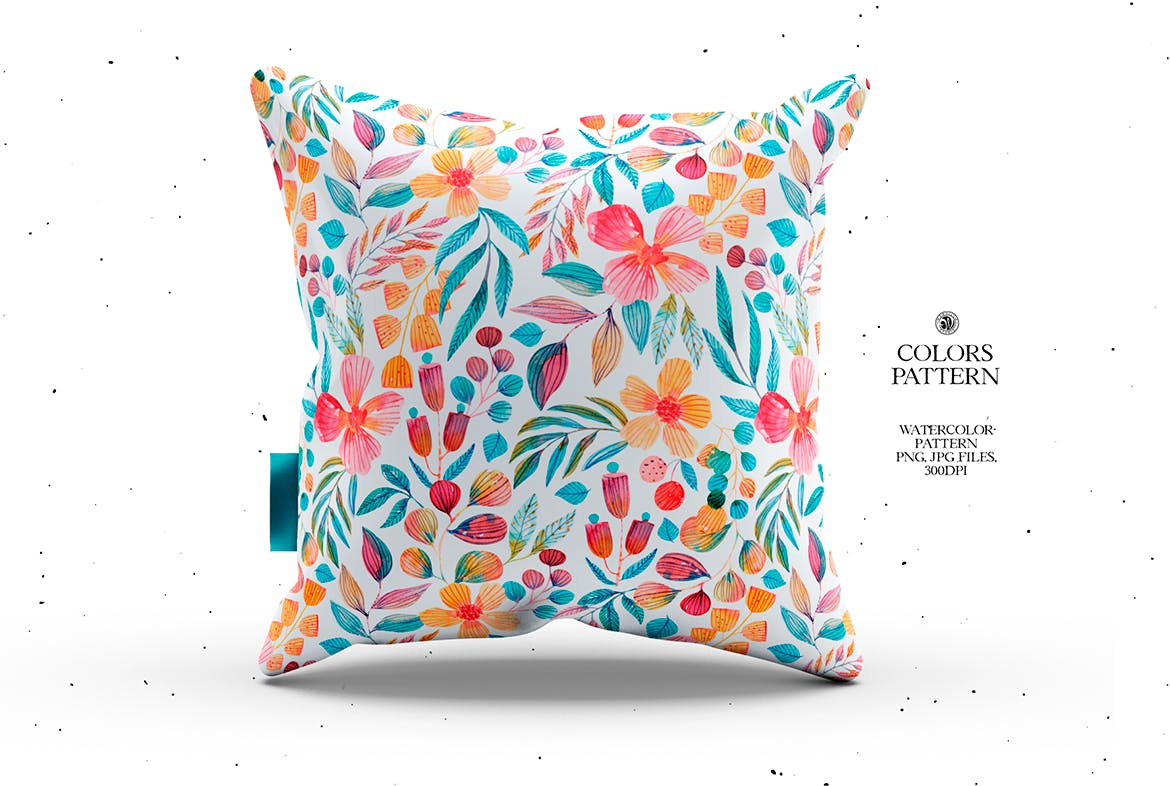 手绘水彩花卉无缝图案 Colors Watercolor Pattern 图片素材 sucaiwan.com