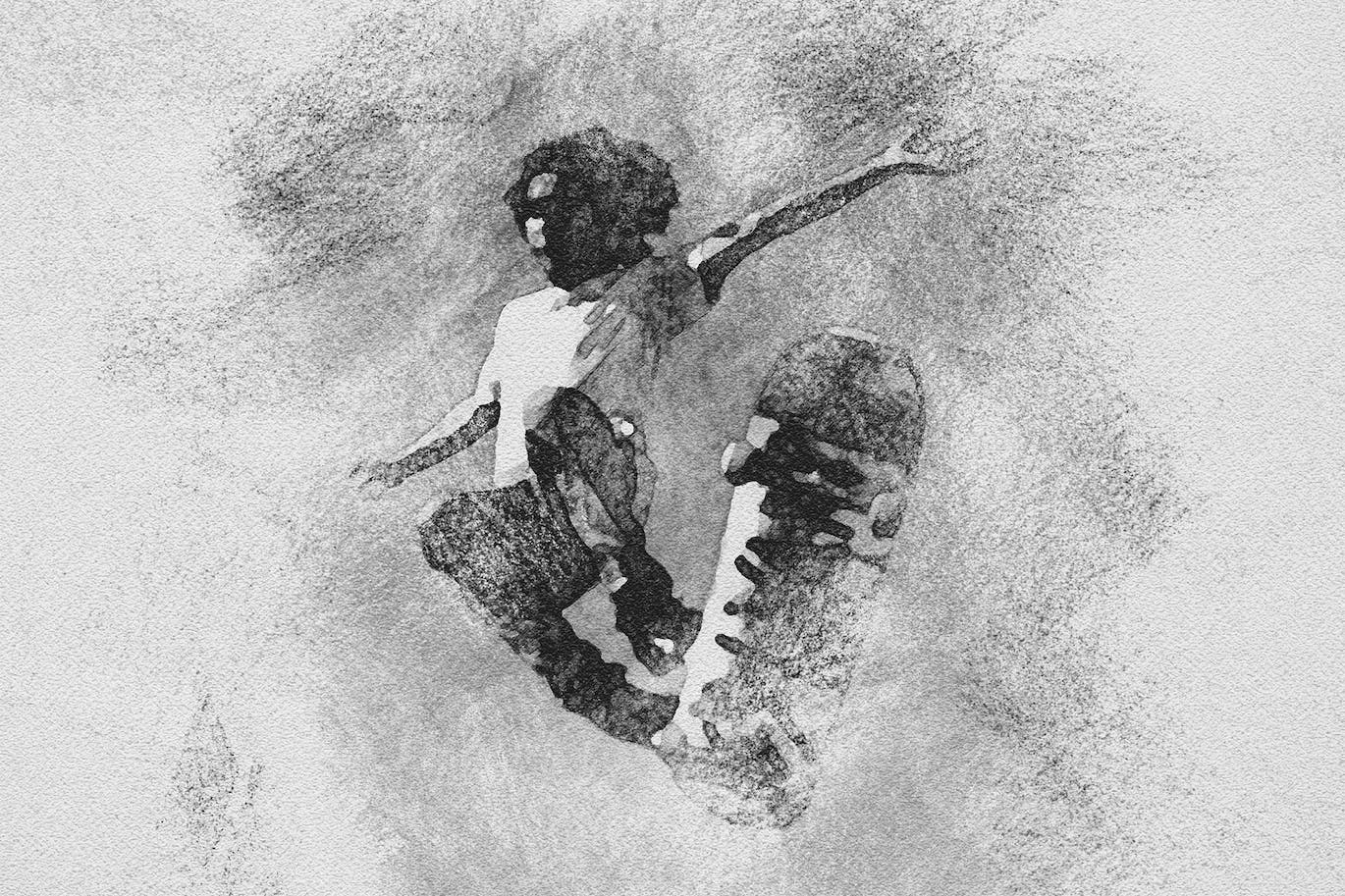 抹黑的木炭铅笔画照片效果 Smudged Charcoal Photo Effect 插件预设 sucaiwan.com