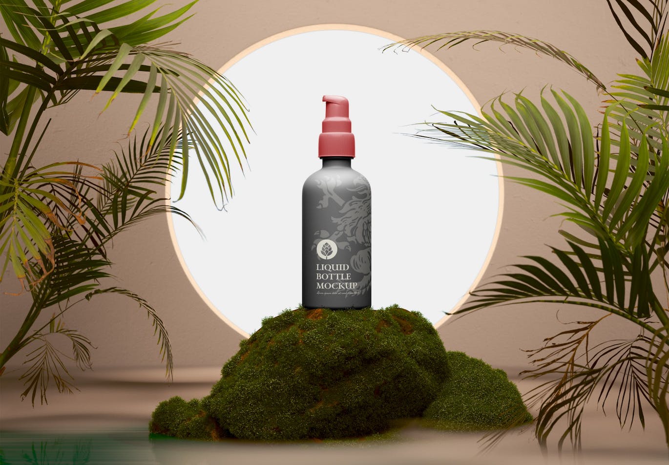 塑料化妆品喷雾瓶场景样机 Plastic Cosmetic Spray Bottle Scene Mockup 样机素材 sucaiwan.com
