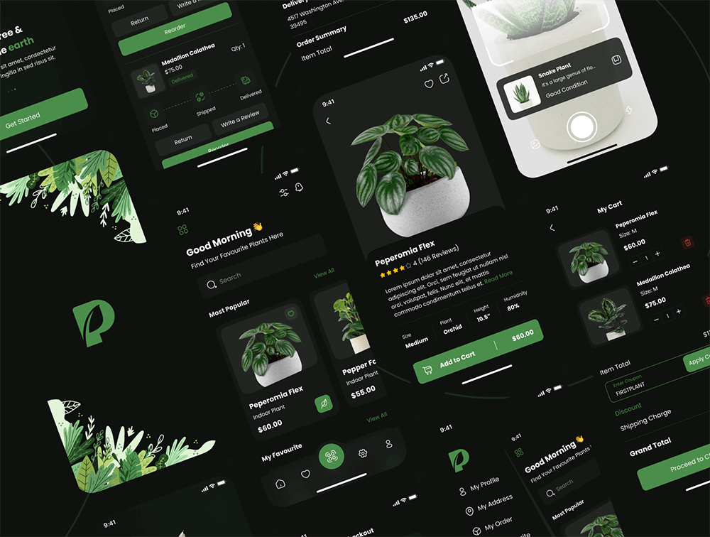 盆栽植物商店应用程序IOS UI工具包 APP UI sucaiwan.com