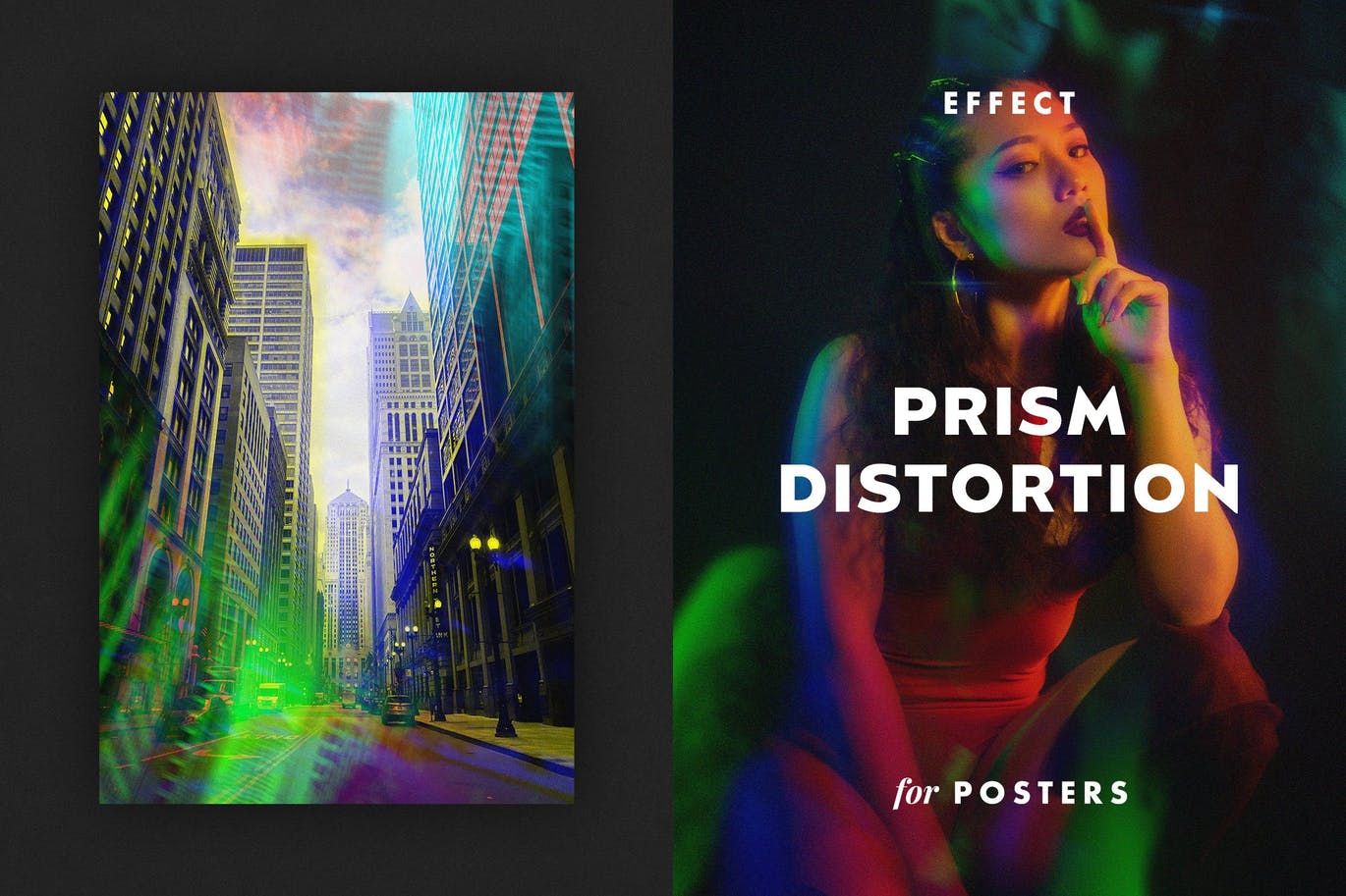 棱镜畸变效果海报模板 Prism Distortion Effect for Posters 插件预设 sucaiwan.com