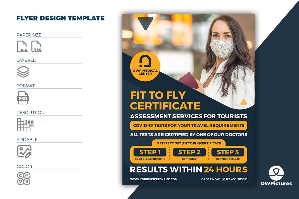 适飞证明证书传单素材 Fit to Fly Certificate Flyer Template 设计素材 sucaiwan.com