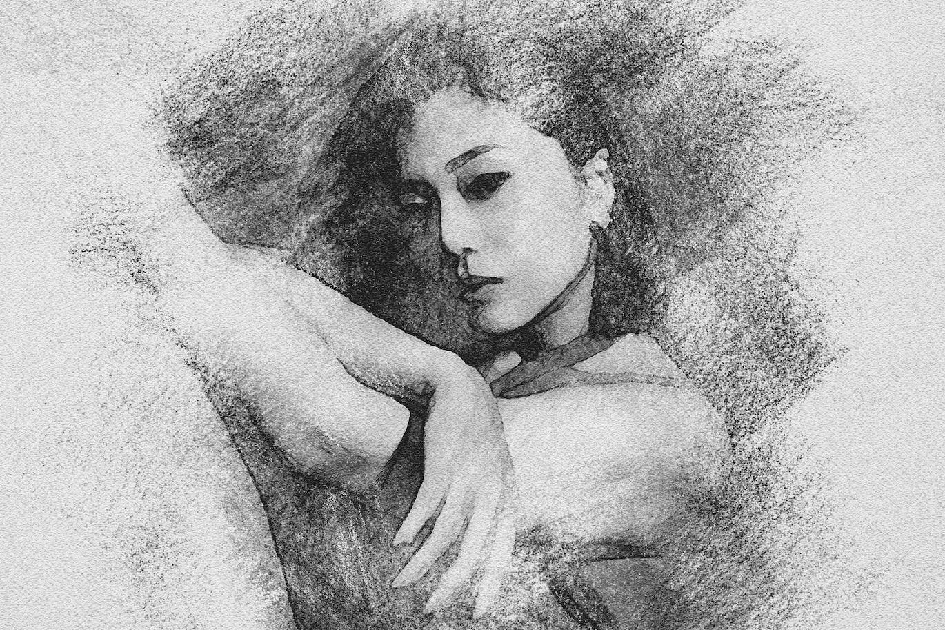 抹黑的木炭铅笔画照片效果 Smudged Charcoal Photo Effect 插件预设 sucaiwan.com