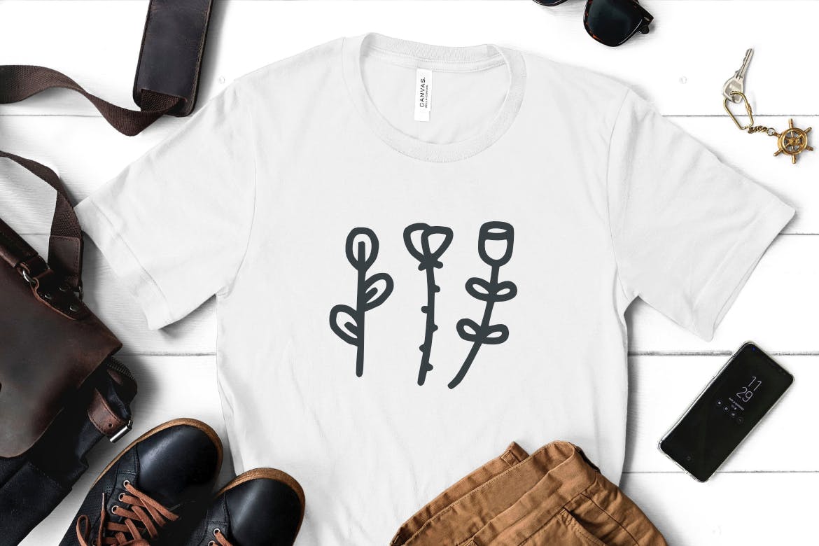 春天花卉涂鸦装饰字体素材 Spring Floral Dingbat 设计素材 sucaiwan.com