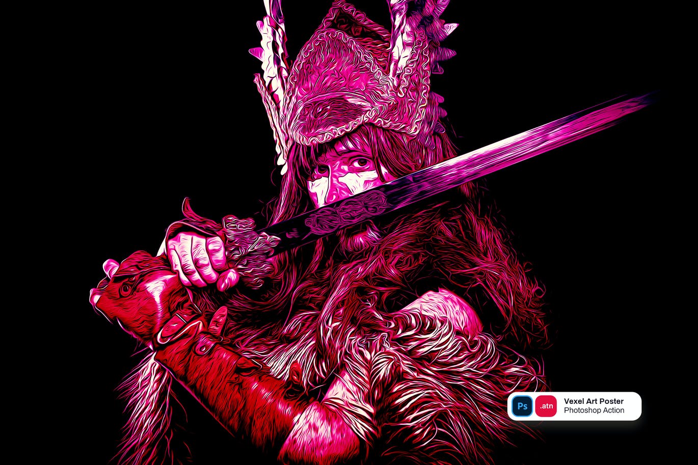 像素艺术海报特效ps动作 Vexel Art Poster Photoshop Action 插件预设 sucaiwan.com