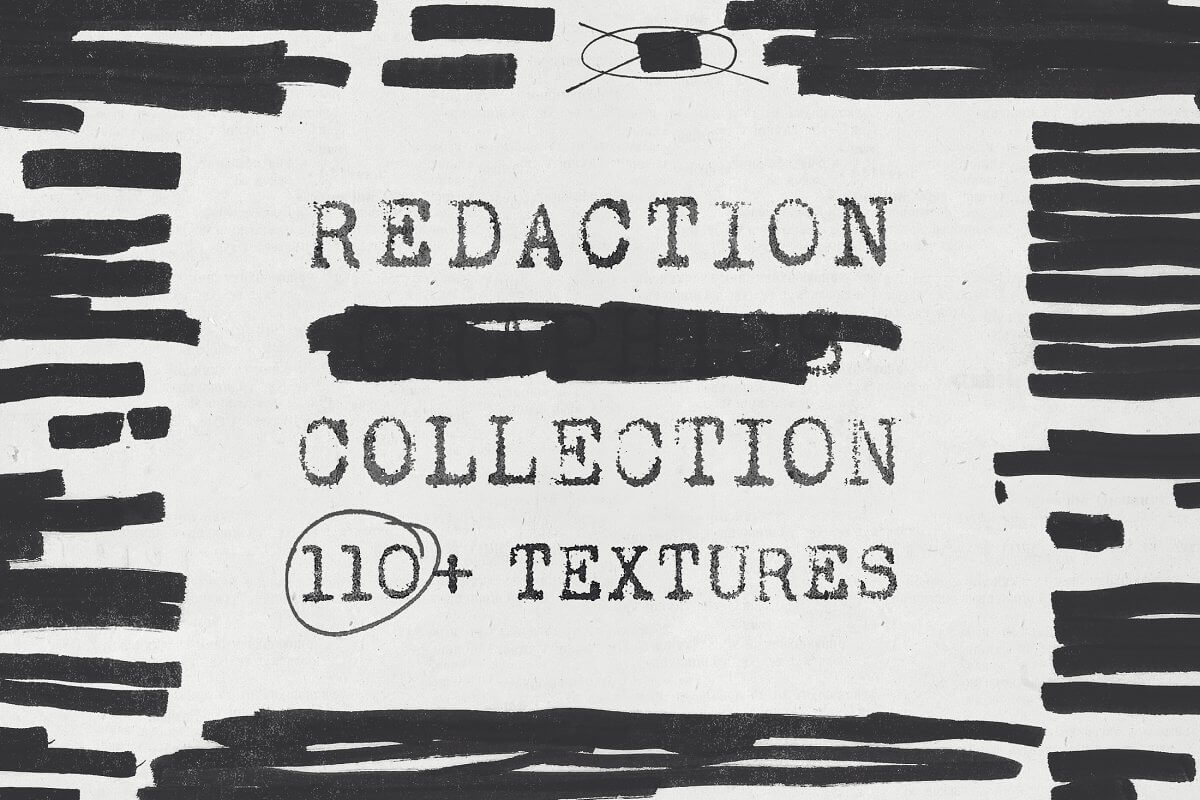 潮流做旧艺术反设计磨损污迹墨水毛笔笔刷素材合辑 Redaction Texture Collection 笔刷资源 sucaiwan.com
