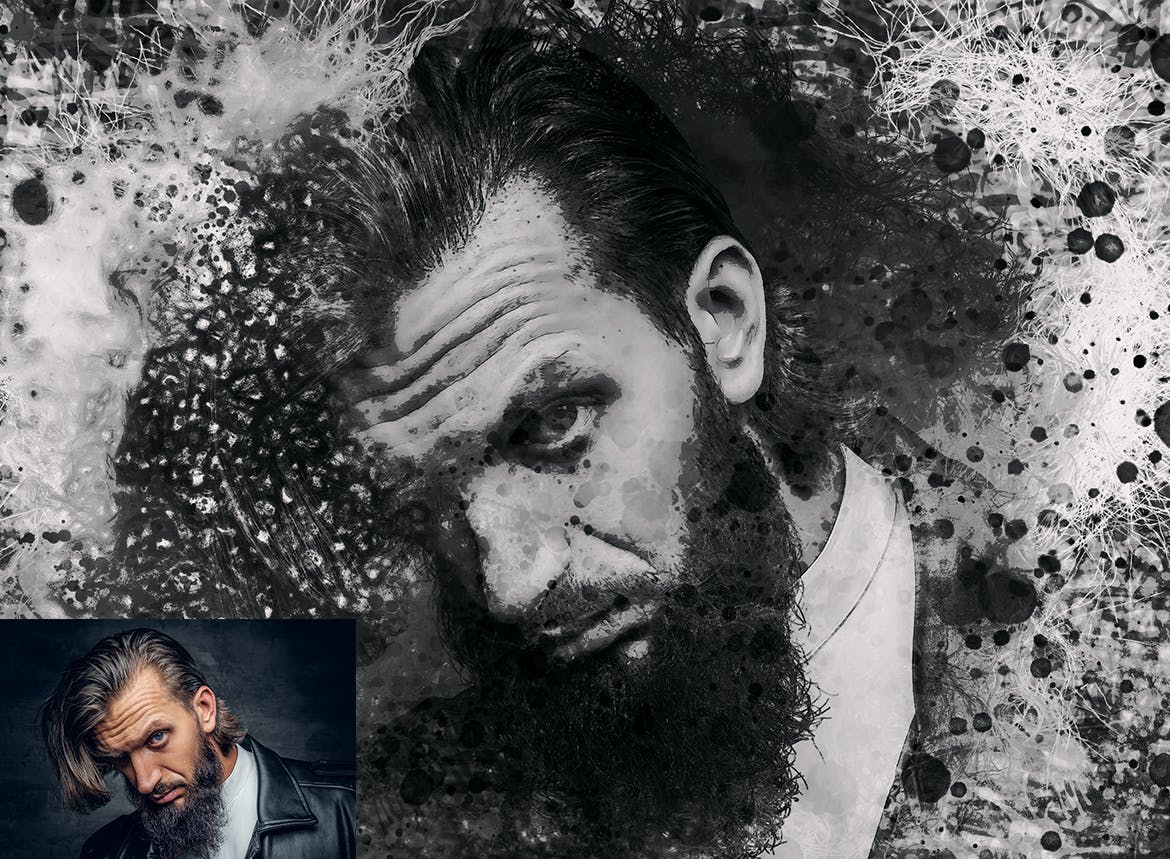 铅笔素描灰色照片效果PS动作 Pencil Sketch PSD Photoshop Actions 插件预设 sucaiwan.com