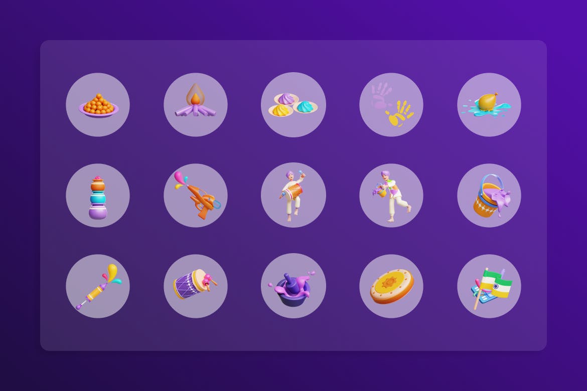 快乐胡里节3D插画 Happy Holi 3D Illustration 图片素材 sucaiwan.com