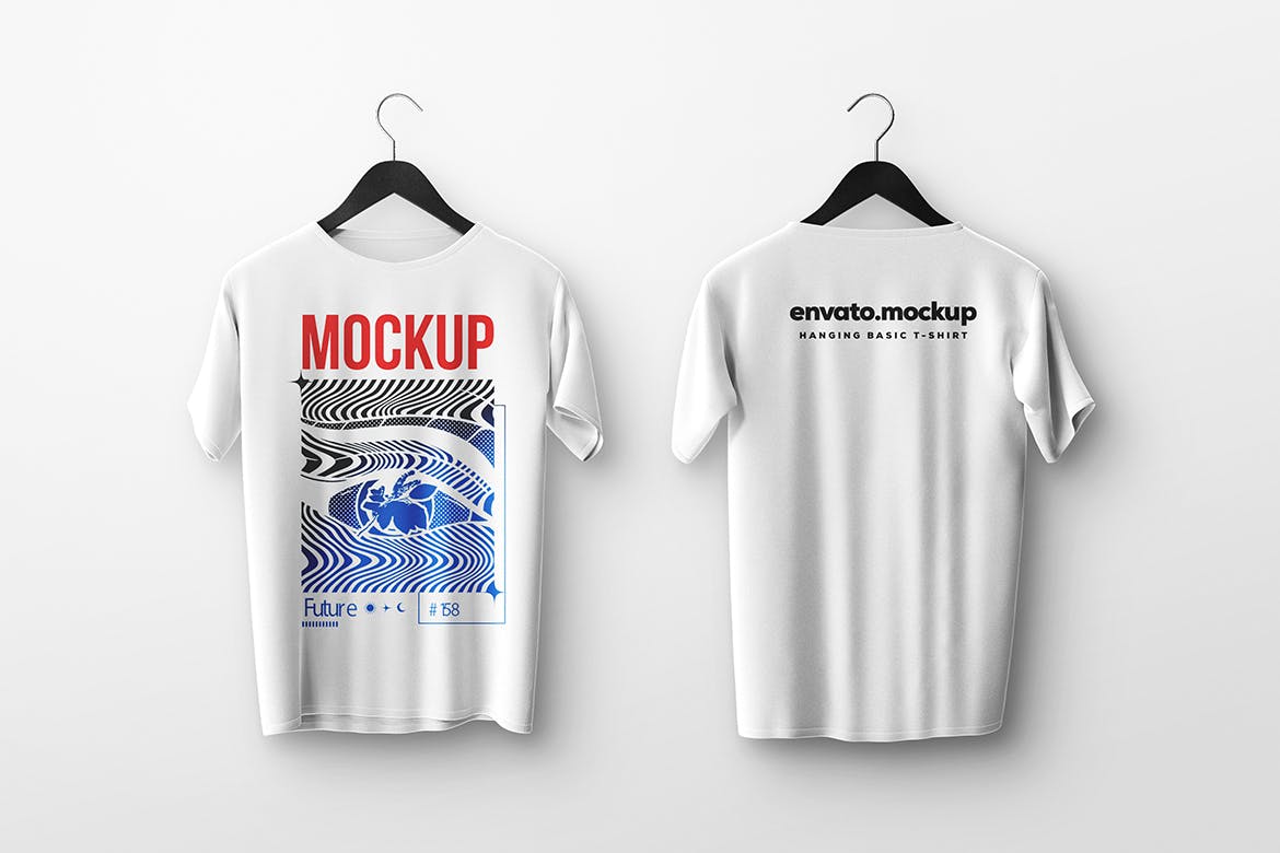 晾挂宽松T恤设计样机 Hanging Basic T-Shirt Mockup 样机素材 sucaiwan.com