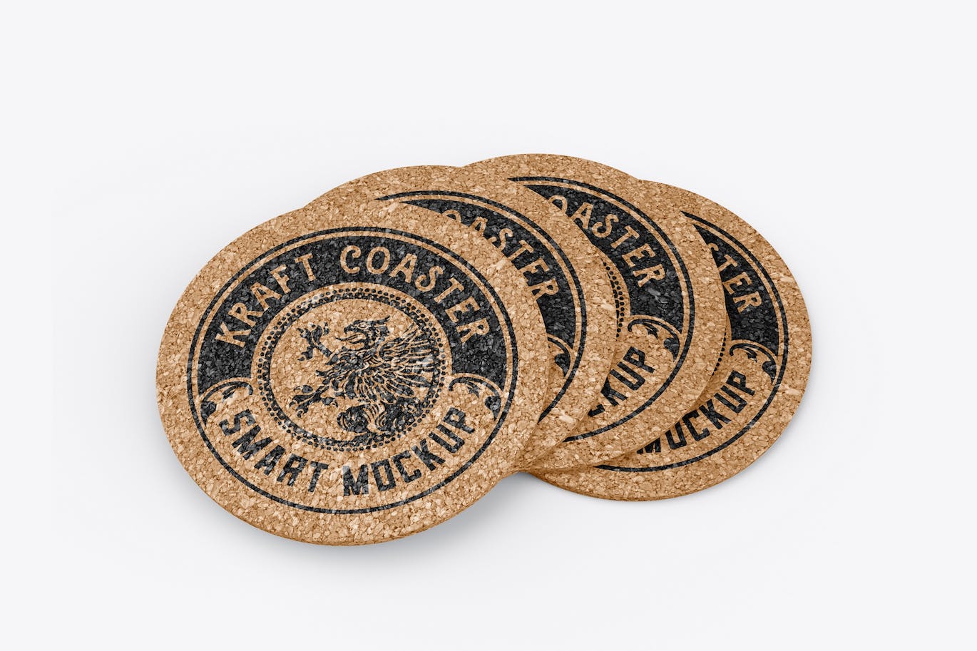 圆形压木杯垫品牌设计样机 Round Cork Coaster Mockup 样机素材 sucaiwan.com