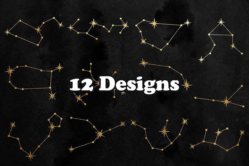 3套十二星座元素图案PS笔刷 笔刷资源 sucaiwan.com