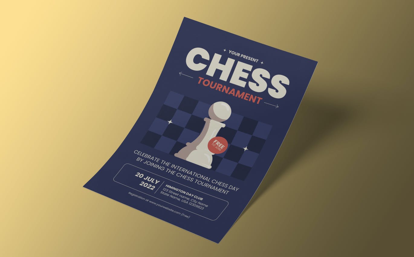 国际象棋比赛海报模板下载 Chess Tournament Flyer Template 设计素材 sucaiwan.com