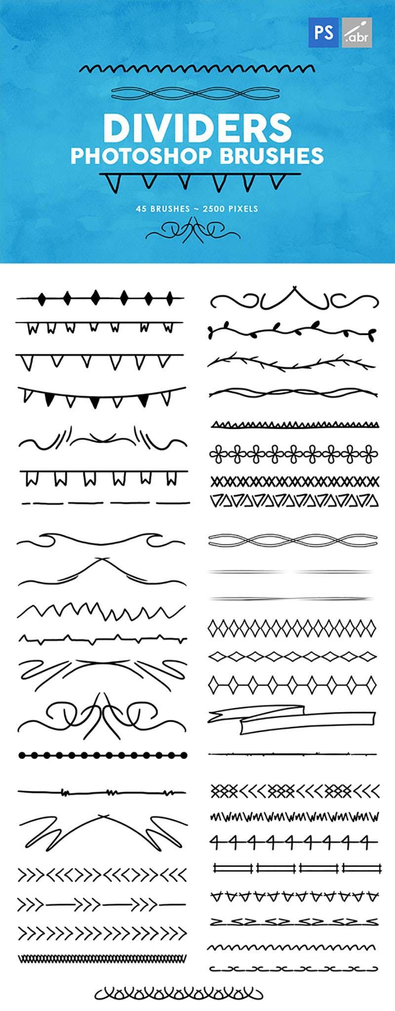 285个下划线和分隔线Photoshop笔刷 笔刷资源 sucaiwan.com