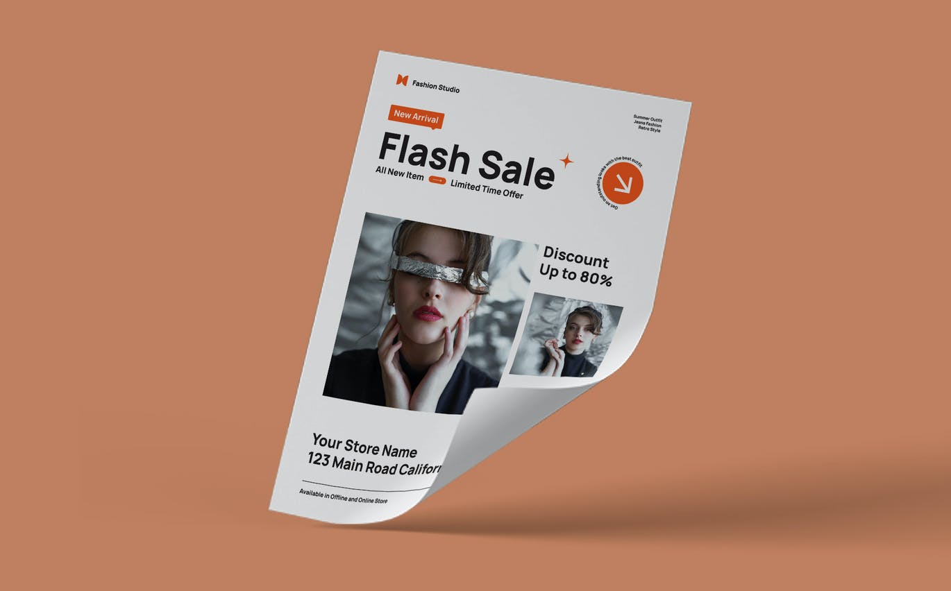 现代瑞士风格闪电销售传单模板 Flash Sale Flyer Template – Modern Swiss Style 设计素材 sucaiwan.com