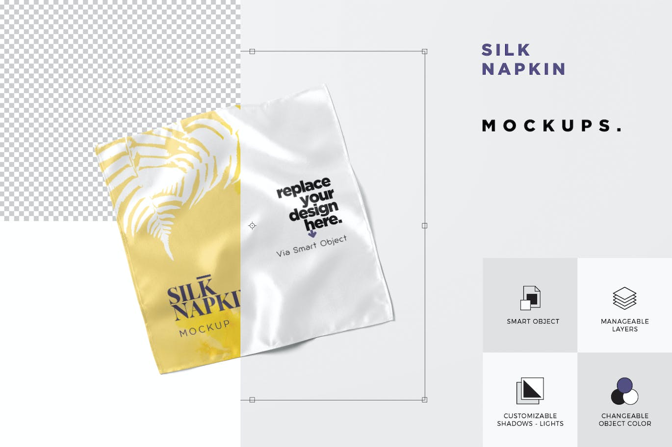 丝绸餐巾设计样机 Silk Napkin Mockups 样机素材 sucaiwan.com