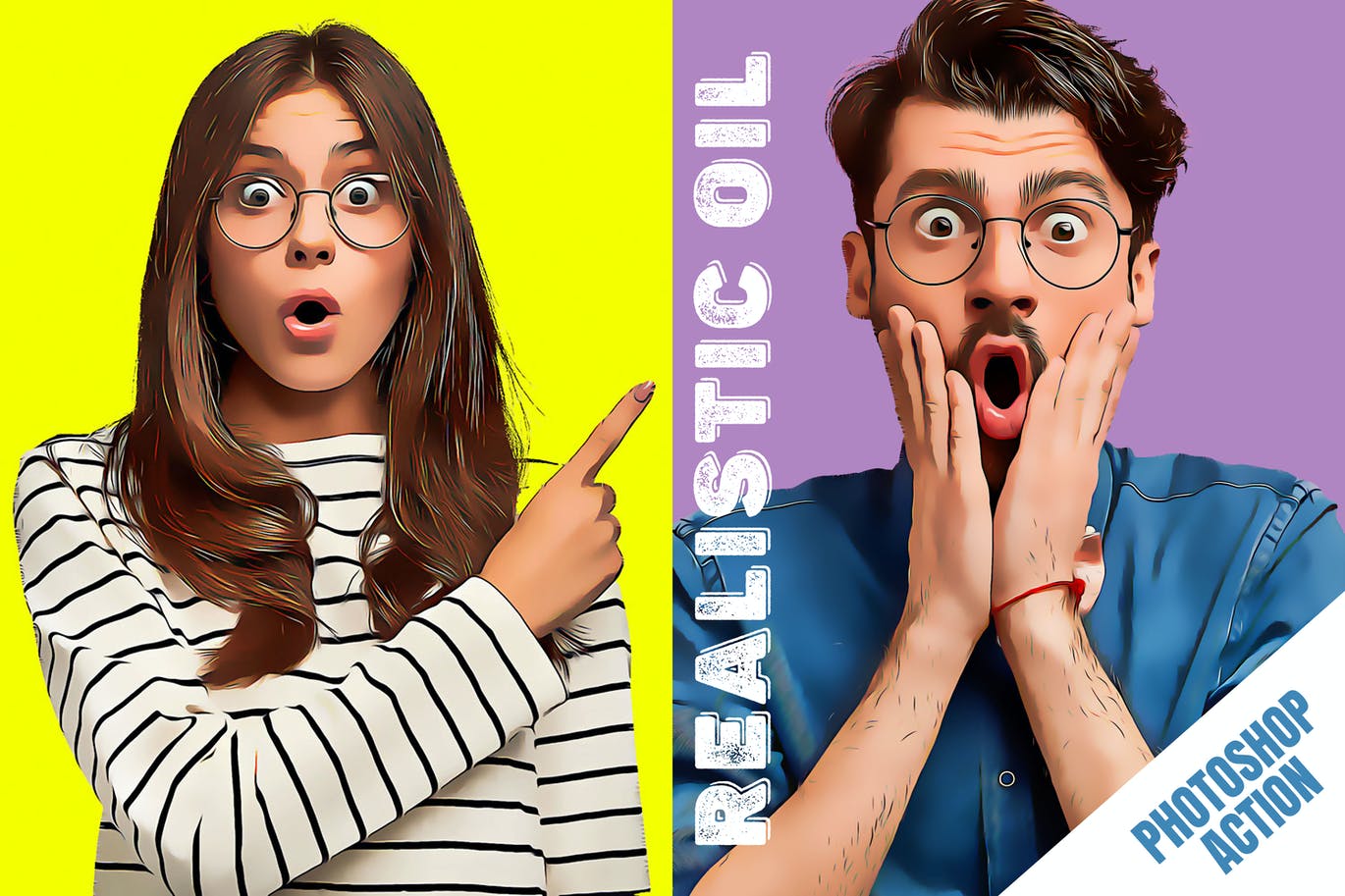 写实油画效果照片处理PS动作 Realistic Oil Painting Effect Photoshop Action 插件预设 sucaiwan.com