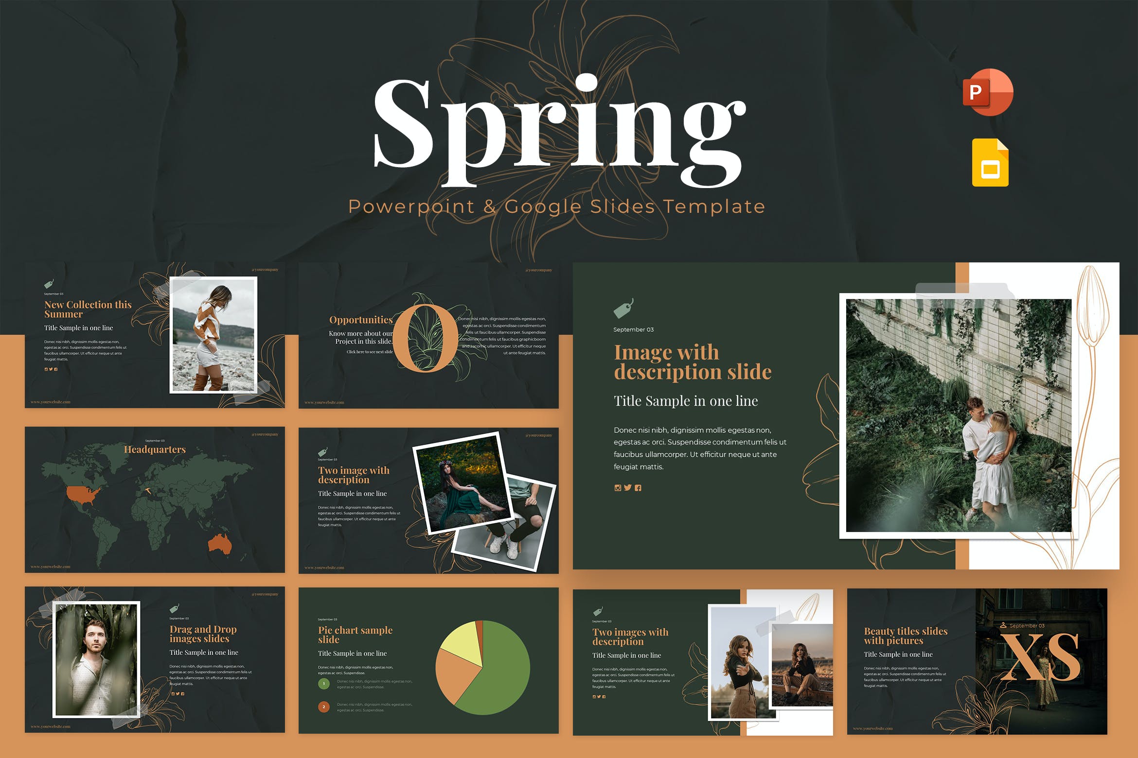 春季主题背景PPT&谷歌幻灯片模板 Spring Powerpoint & Google Slides Template 幻灯图表 sucaiwan.com