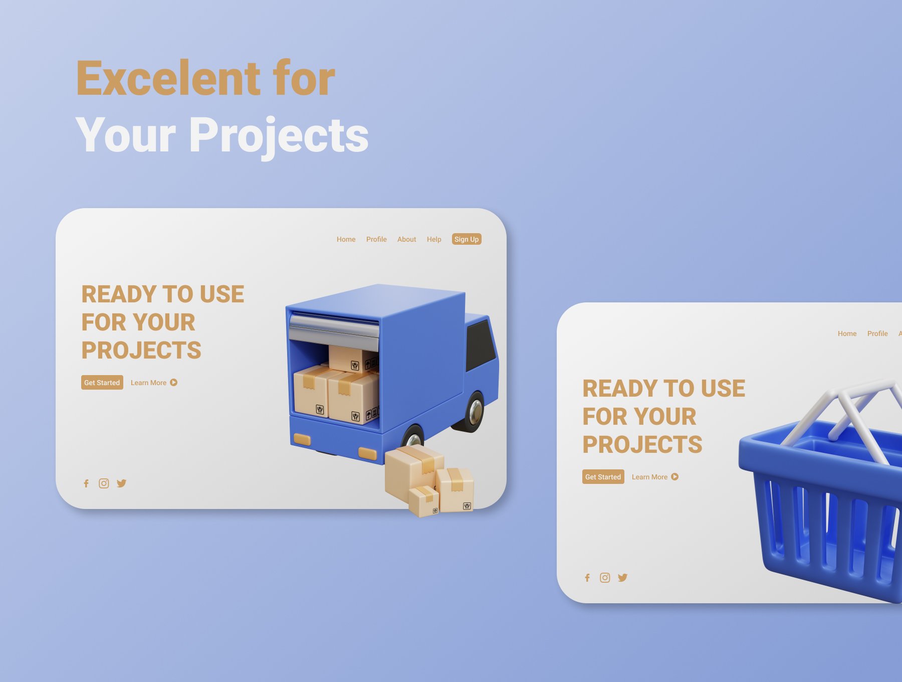 高质量三维渲染电商快递全球物流送货3D插画素材 Delivery Service Icon Illustration 图标素材 sucaiwan.com